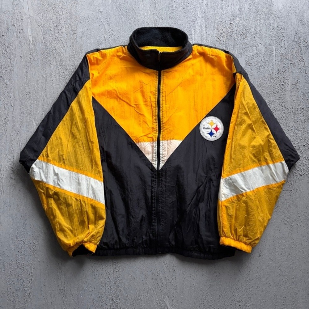 Vintage Pittsburgh Steelers Jacket XL Black 1990s Windbreaker Reversible